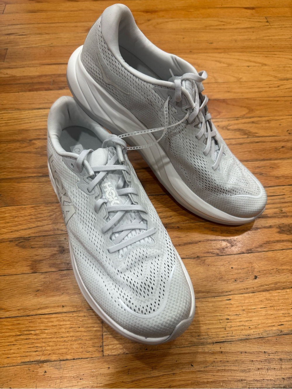Hoka Men's Breathable Running Sneakers - Light Gray/White